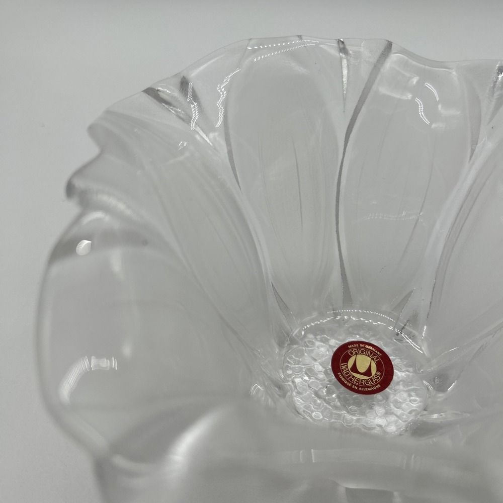 Vintage Waltherglas Susanna Frosted Glass Flower Petal Bowl MCM W Germany Satin